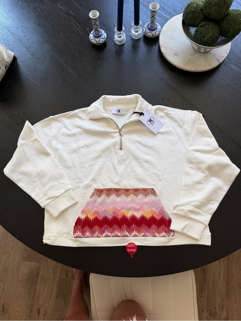 Missoni Off-White Half-Zip Pullover with Silver Zip - Picture 3 of 13